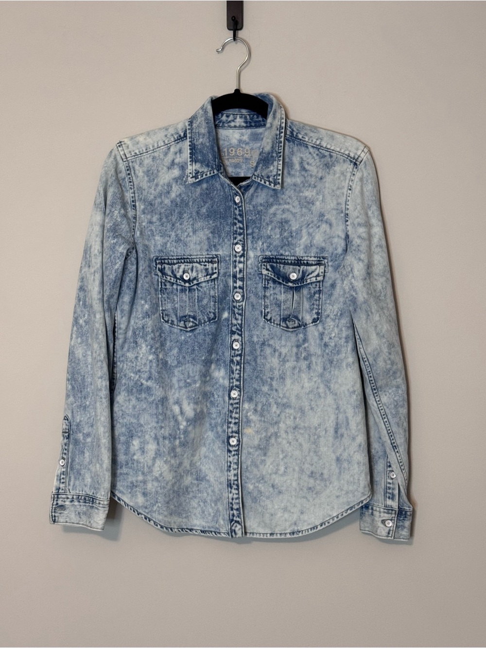 Gap 1969 Acid Wash Denim Button-Up Shirt Size Small